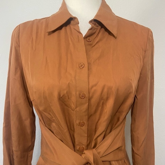 Cremieux women's XS 100% tencel tie waist button down shirt dress EUC - Picture 2 of 8